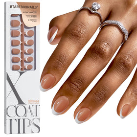 BTARTBOXNAILS White French Tip Press On Nails front view