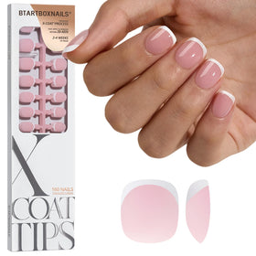 BTARTBOXNAILS White French Tip Press On Nails front view