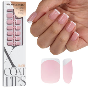 BTARTBOXNAILS White French Tip Press On Nails front view