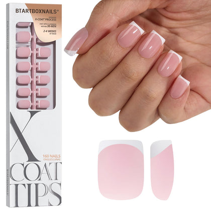 BTARTBOXNAILS White French Tip Press On Nails front view