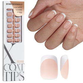 BTARTBOXNAILS White French Tip Press On Nails front view