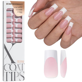 BTARTBOXNAILS White French Tip Press On Nails front view