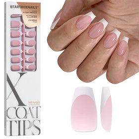 BTARTBOXNAILS White French Tip Press On Nails front view