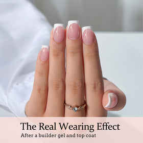 BTARTBOXNAILS White French Tip Press On Nails in various sizes laid out