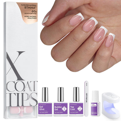 BTARTBOXNAILS White French Tip Press On Nails Kit packaging front view