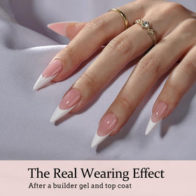 BTARTBOXNAILS White French Tip Press On Nails L Stiletto Pink packaging