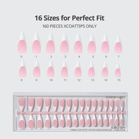 BTARTBOXNAILS White French Tip Press On Nails L Stiletto Pink side view