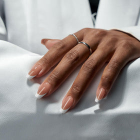 BTARTBOXNAILS White French Tip Press On Nails side view