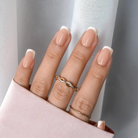 BTARTBOXNAILS White French Tip Press On Nails side view
