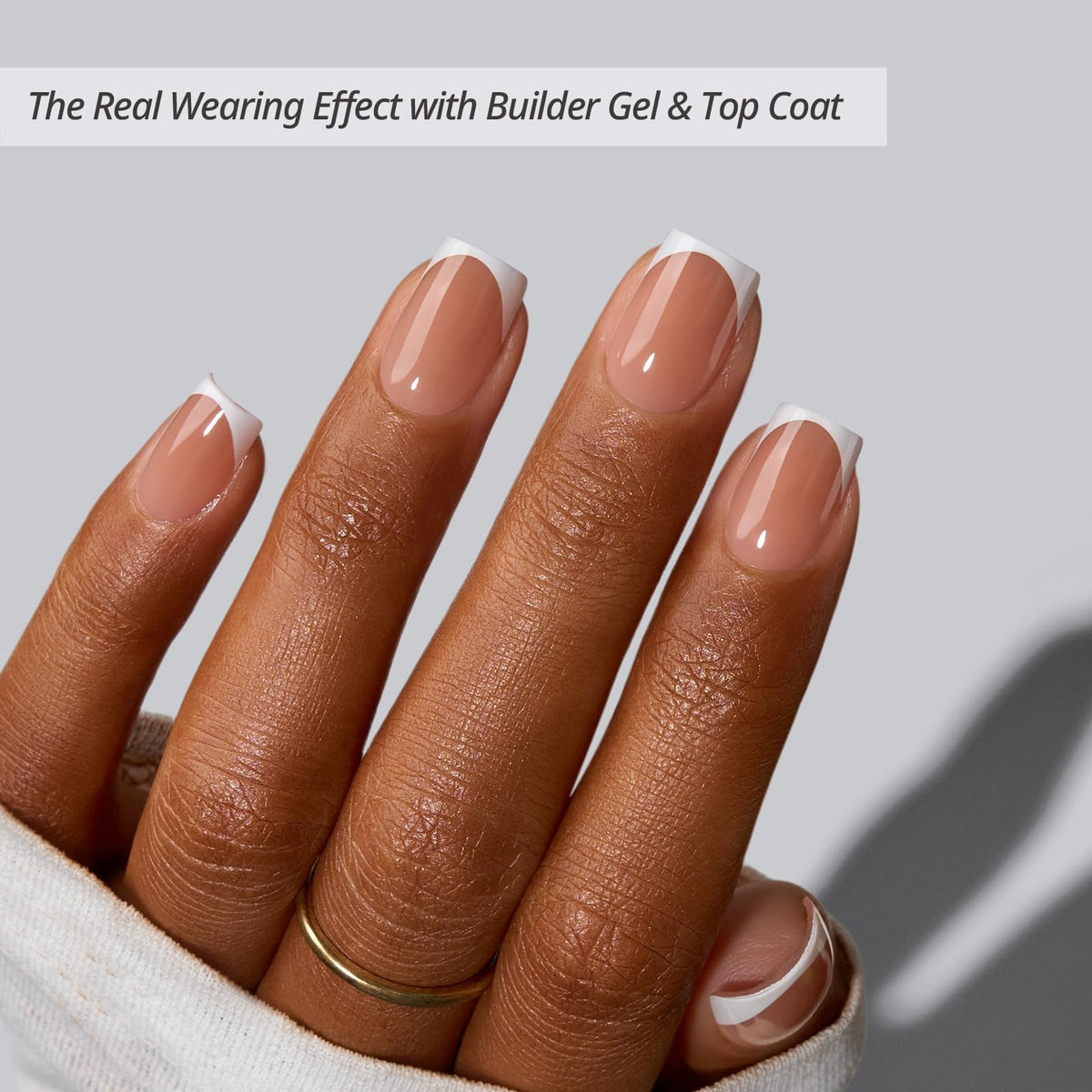 BTARTBOXNAILS White French Tip Press On Nails side view