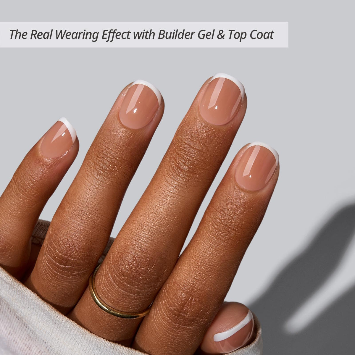 BTARTBOXNAILS White French Tip Press On Nails side view