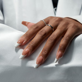 BTARTBOXNAILS White French Tip Press On Nails side view