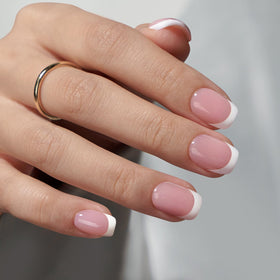 BTARTBOXNAILS White French Tip Press On Nails side view