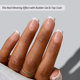 BTARTBOXNAILS White French Tip Press On Nails side view