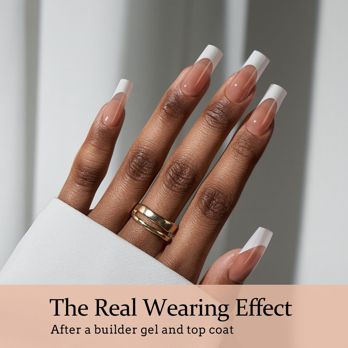 BTARTBOXNAILS White French Tip Press On Nails side view