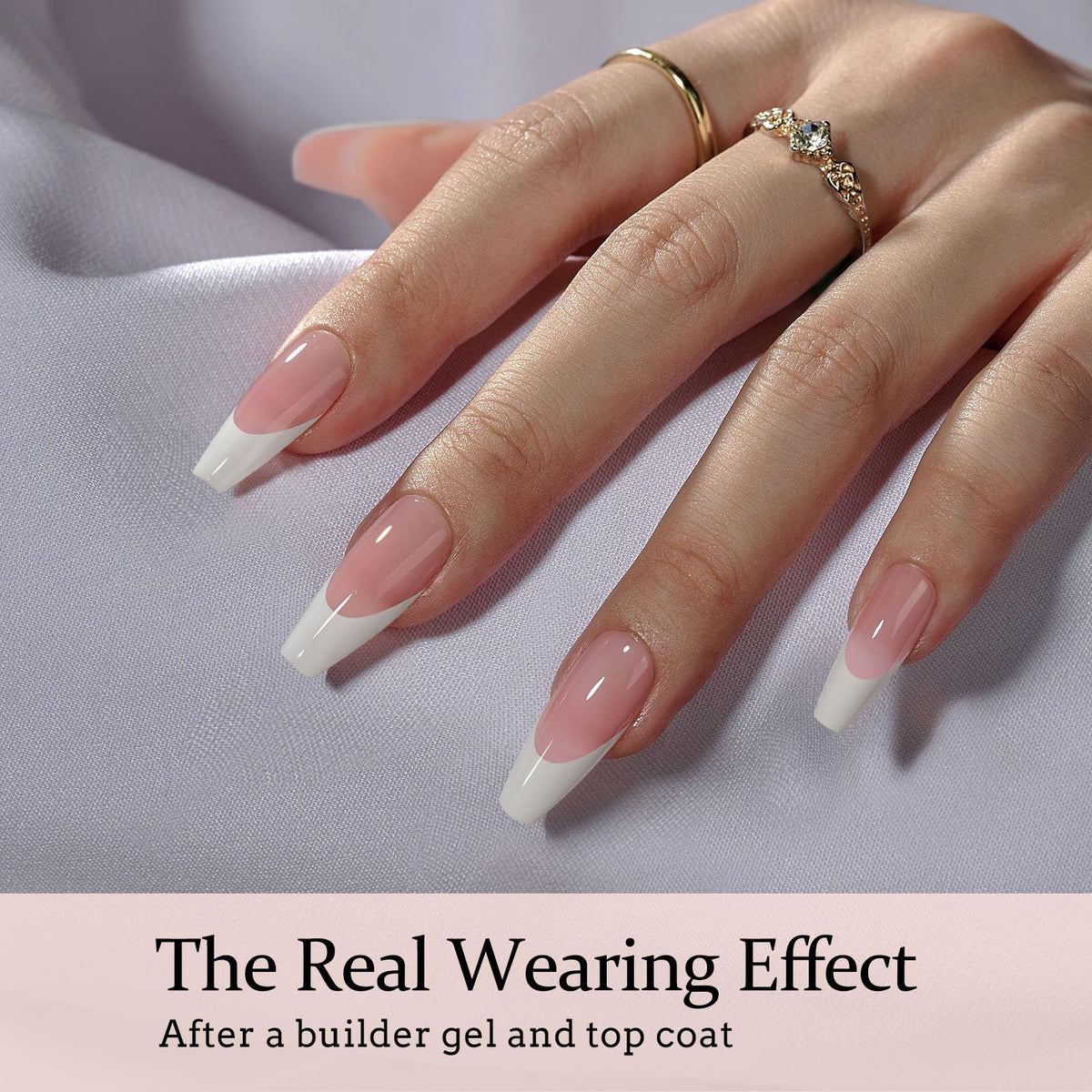 BTARTBOXNAILS White French Tip Press On Nails side view