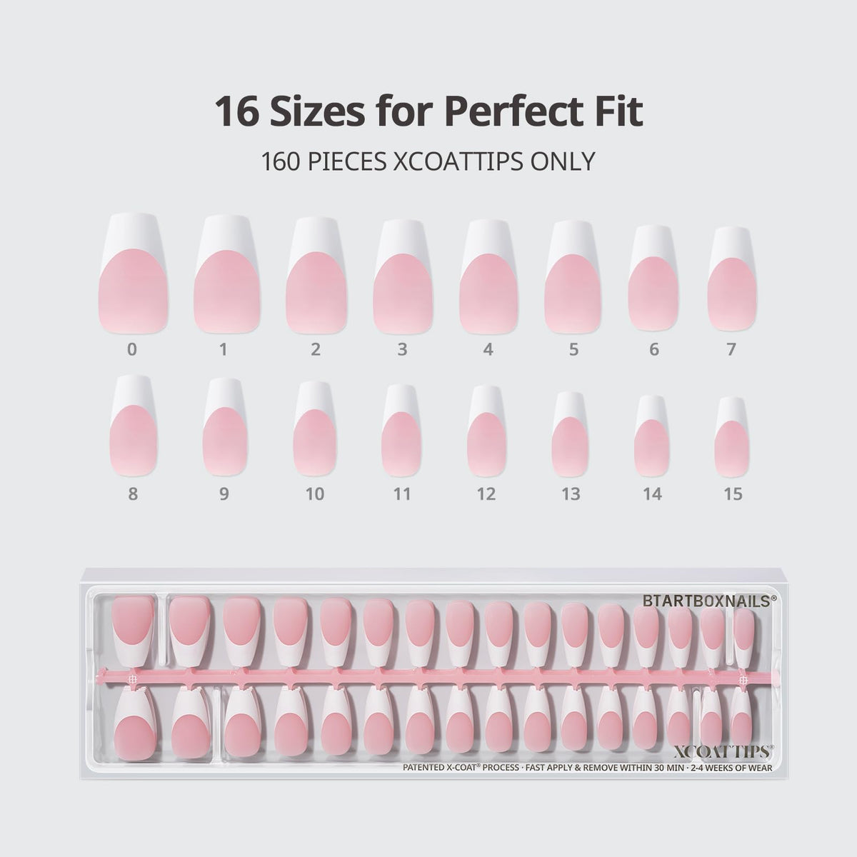 BTARTBOXNAILS White French Tip Press On Nails with accessories