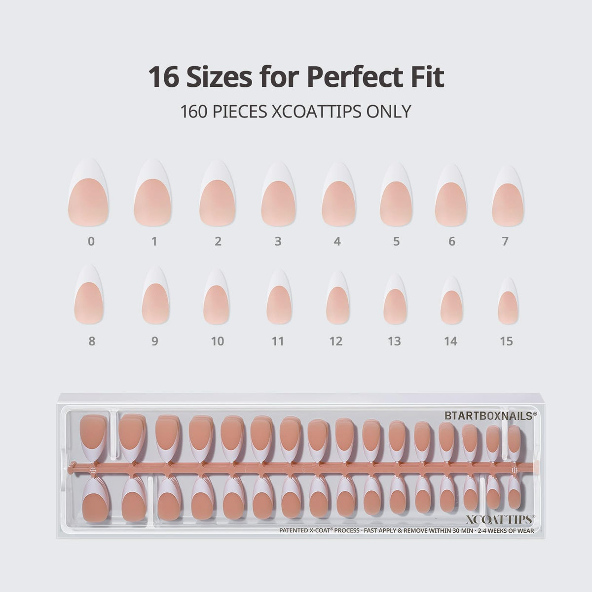 BTARTBOXNAILS White French Tip Press On Nails with application tools