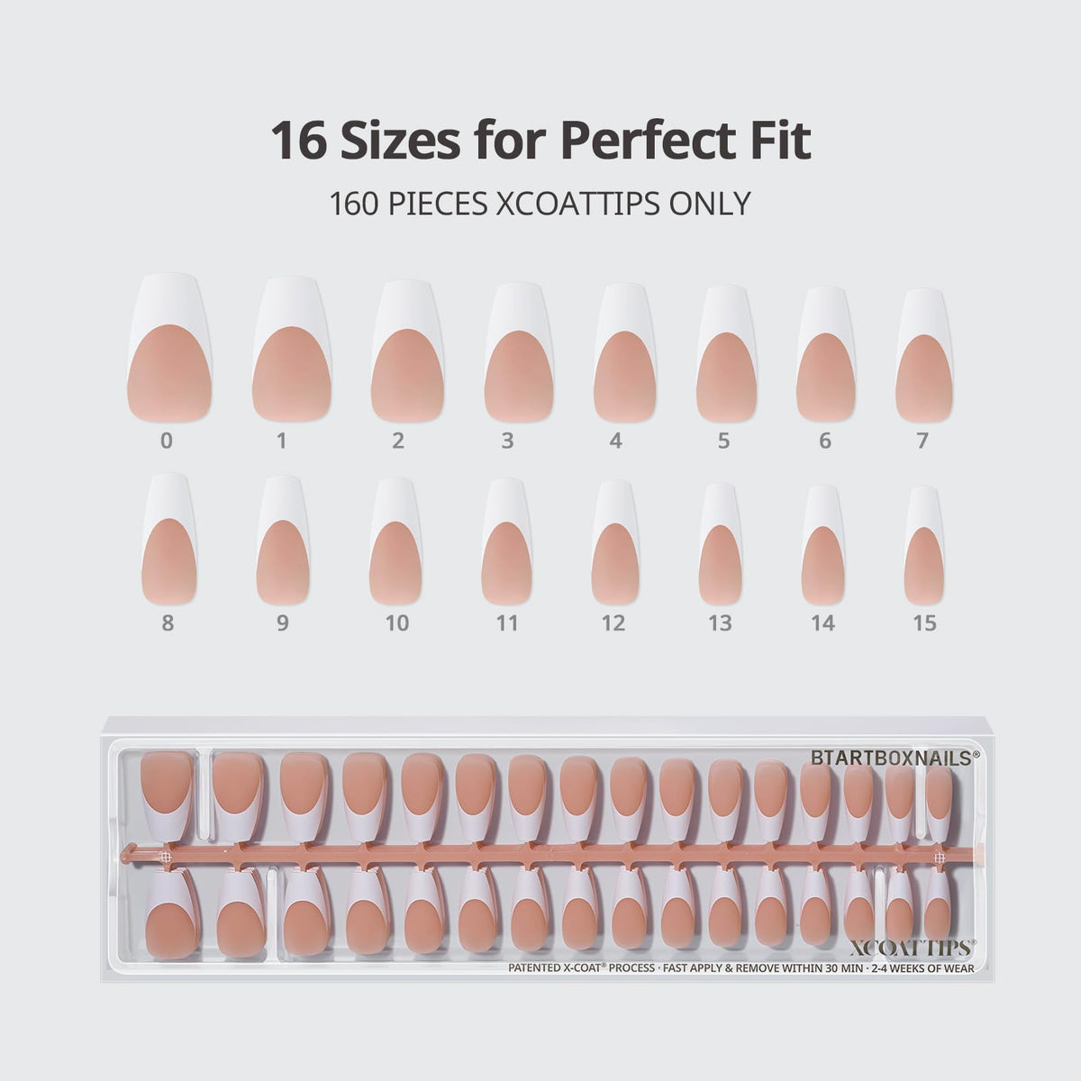 BTARTBOXNAILS White French Tip Press-On Nails with nail glue