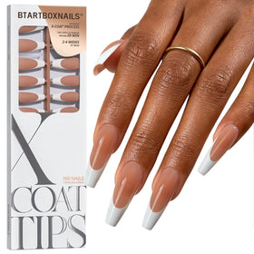 BTARTBOXNAILS White French Tip Press On Nails XL Coffin Brown front view