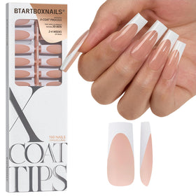 BTARTBOXNAILS White French Tip Press-On Nails XL Square Peach front view
