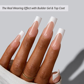 BTARTBOXNAILS White French Tip Press-On Nails XL Square Peach packaging