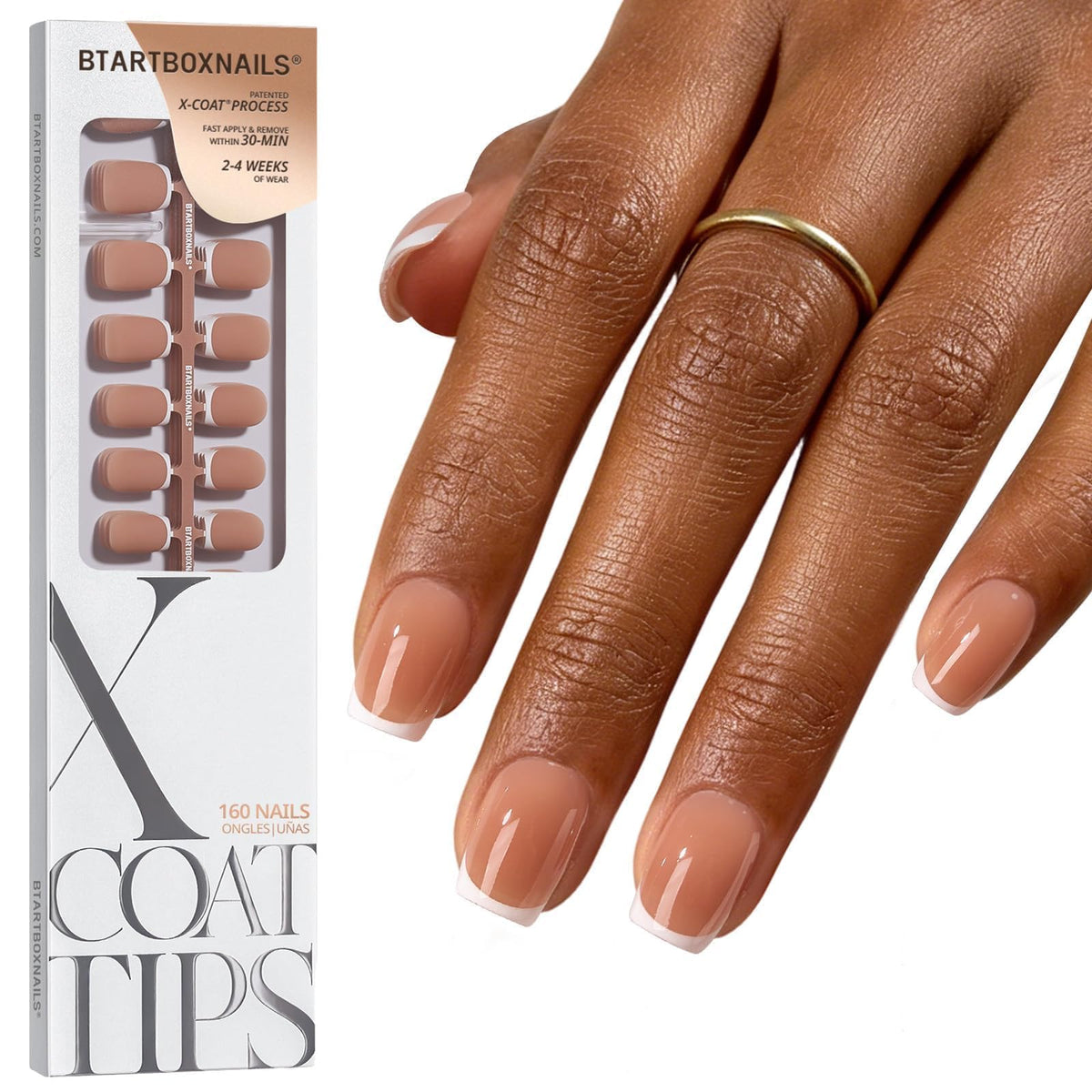 BTARTBOXNAILS White French Tip Press-On Nails XS Coffin front view