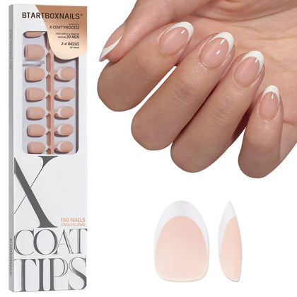 BTARTBOXNAILS XCOATTIPS White French Tip Press On Nails front view