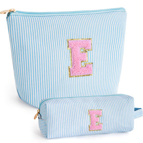 Btffitting blue makeup bag set featuring personalized initials