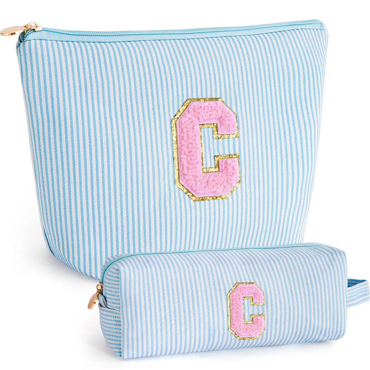 Btffitting blue makeup bag set with personalized initials
