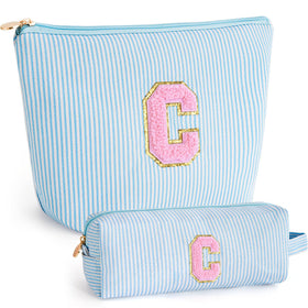 Btffitting blue makeup bag set with personalized initials