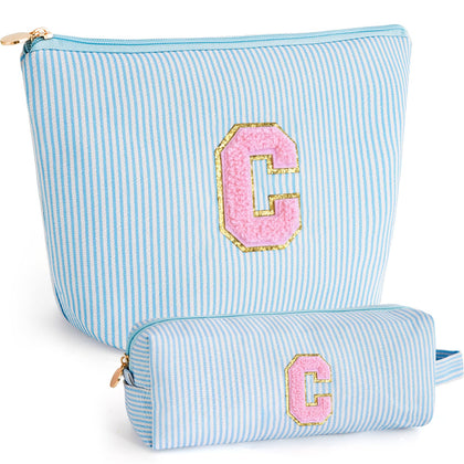 Btffitting blue makeup bag set with personalized initials