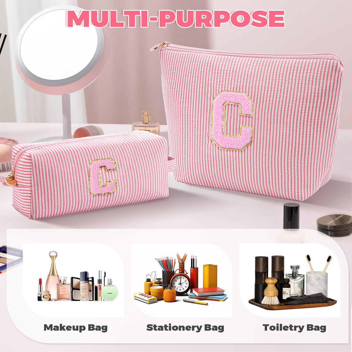 Btffitting Cosmetic Bag Set displayed with beauty products
