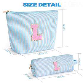 Btffitting cosmetic bag set displayed with makeup products