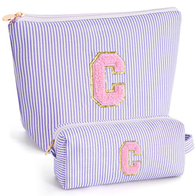 Btffitting Lavender Makeup Bag Set with Personalized Initials