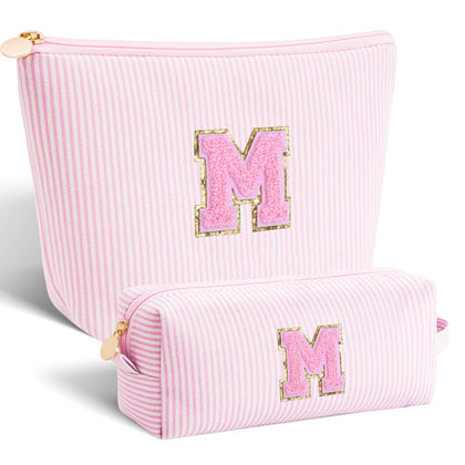 Btffitting Makeup Bag Set front view with personalized initials design in pink