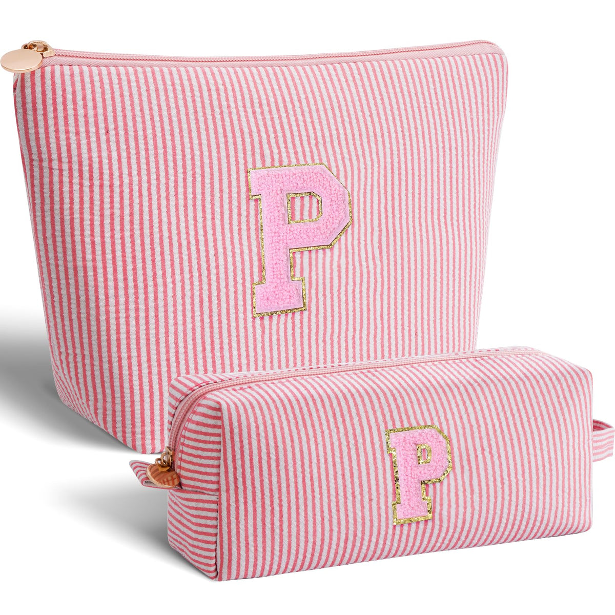 Btffitting Makeup Bag Set in peach with personalized initials design