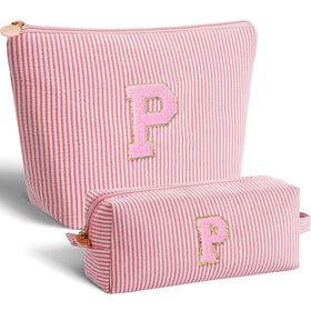 Btffitting Makeup Bag Set in peach with personalized initials design
