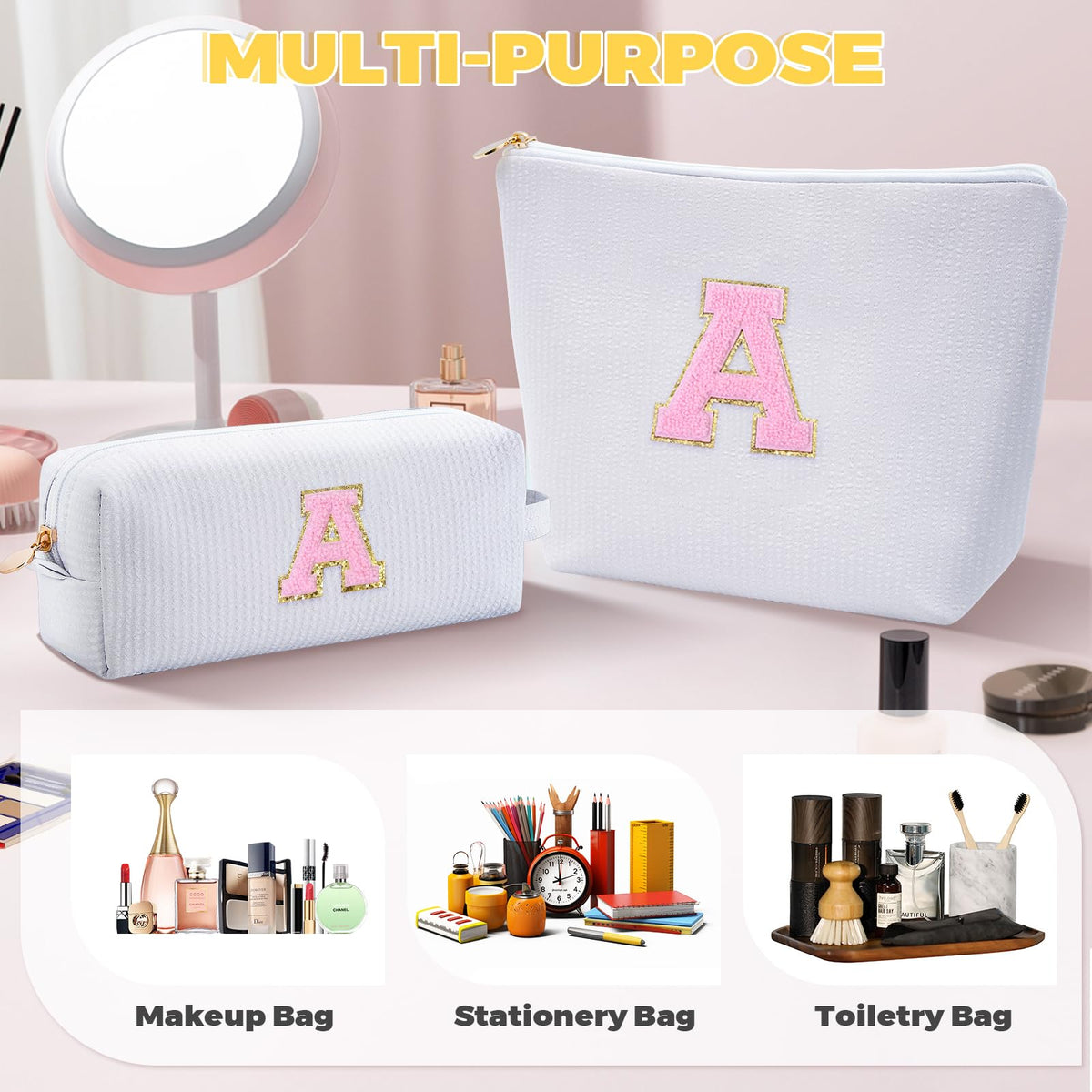 Btffitting Makeup Bag Set lifestyle image with beauty products