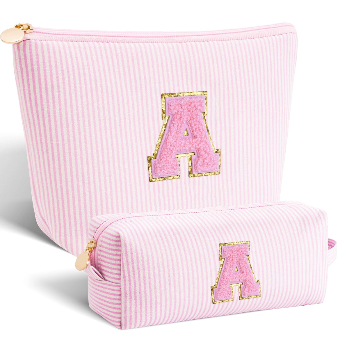 Btffitting Personalized Makeup Bag Set front view in pink