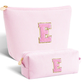 Btffitting Personalized Makeup Bag Set in pink with initials