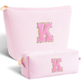 Btffitting personalized makeup bag set in pink with initials