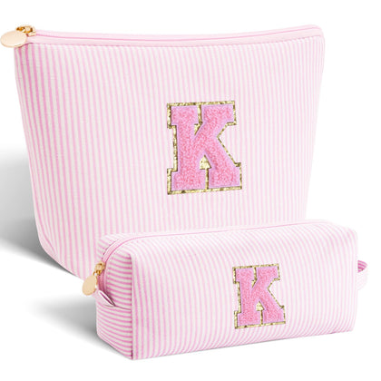 Btffitting personalized makeup bag set in pink with initials