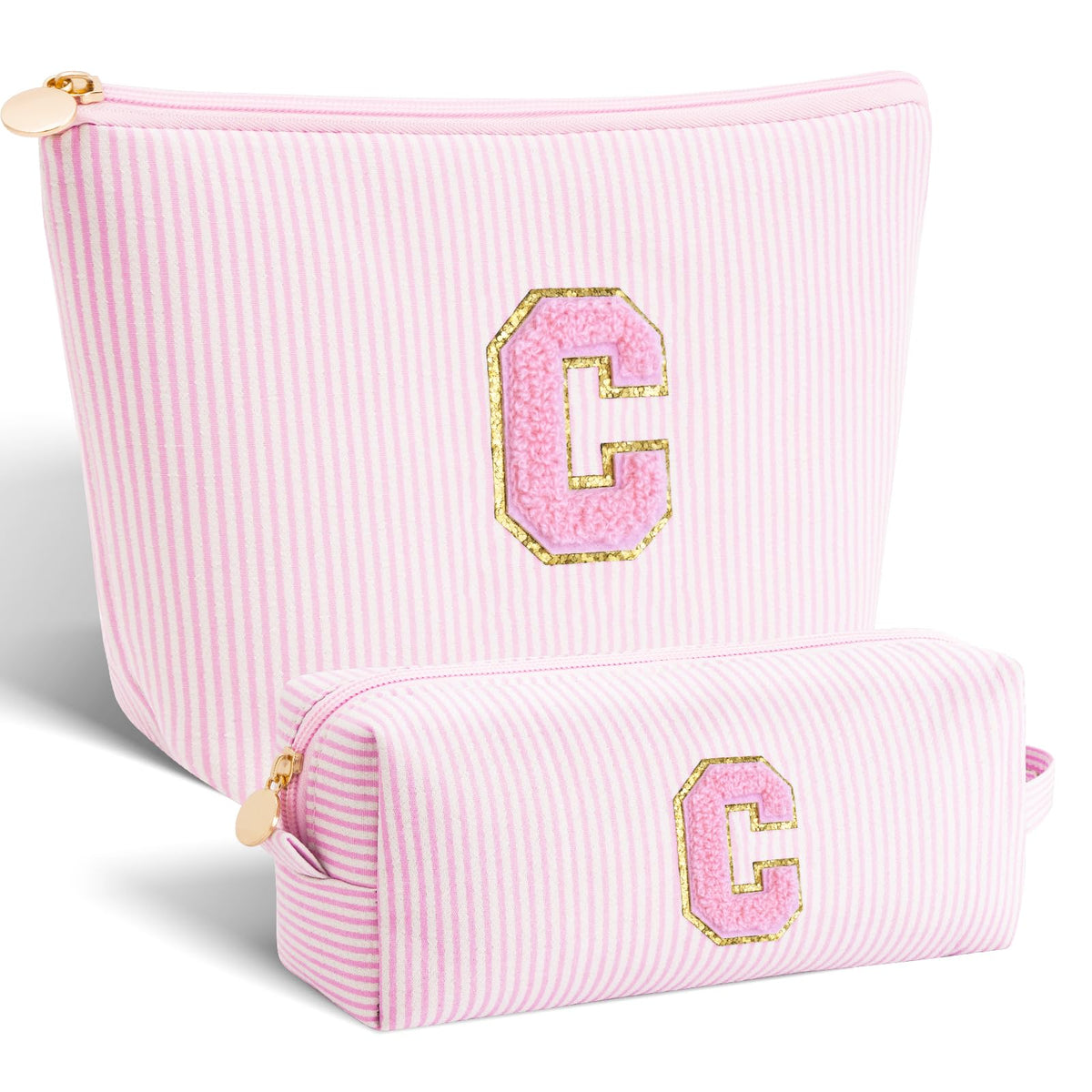 Btffitting personalized makeup bag set pink front view