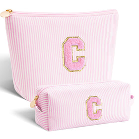 Btffitting personalized makeup bag set pink front view