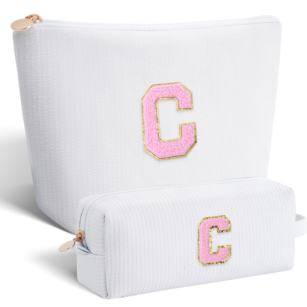 Btffitting personalized makeup bag set white front view
