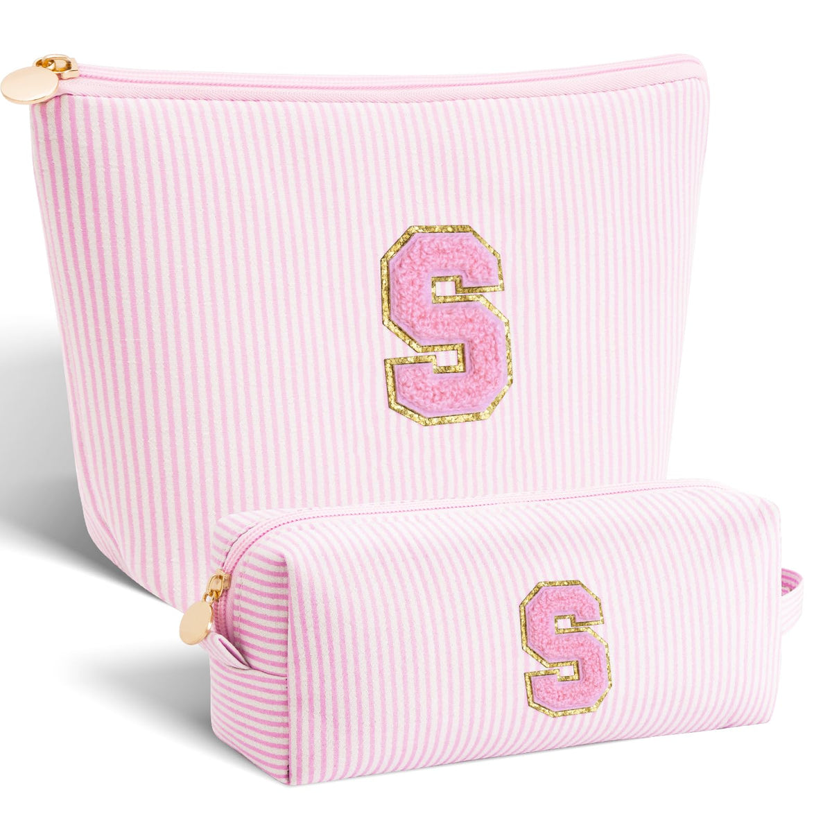 Btffitting pink makeup bag set with personalized initials design