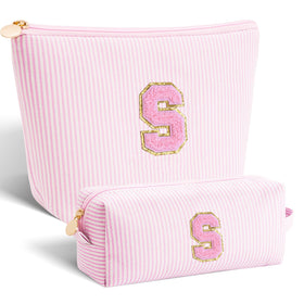 Btffitting pink makeup bag set with personalized initials design