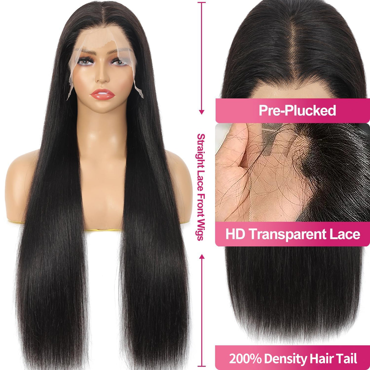 Btomar 13x6 Lace Front Wig human hair close-up of lace