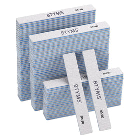 BTYMS 100 Count Rectangle Nail Files 80/80 grit front view